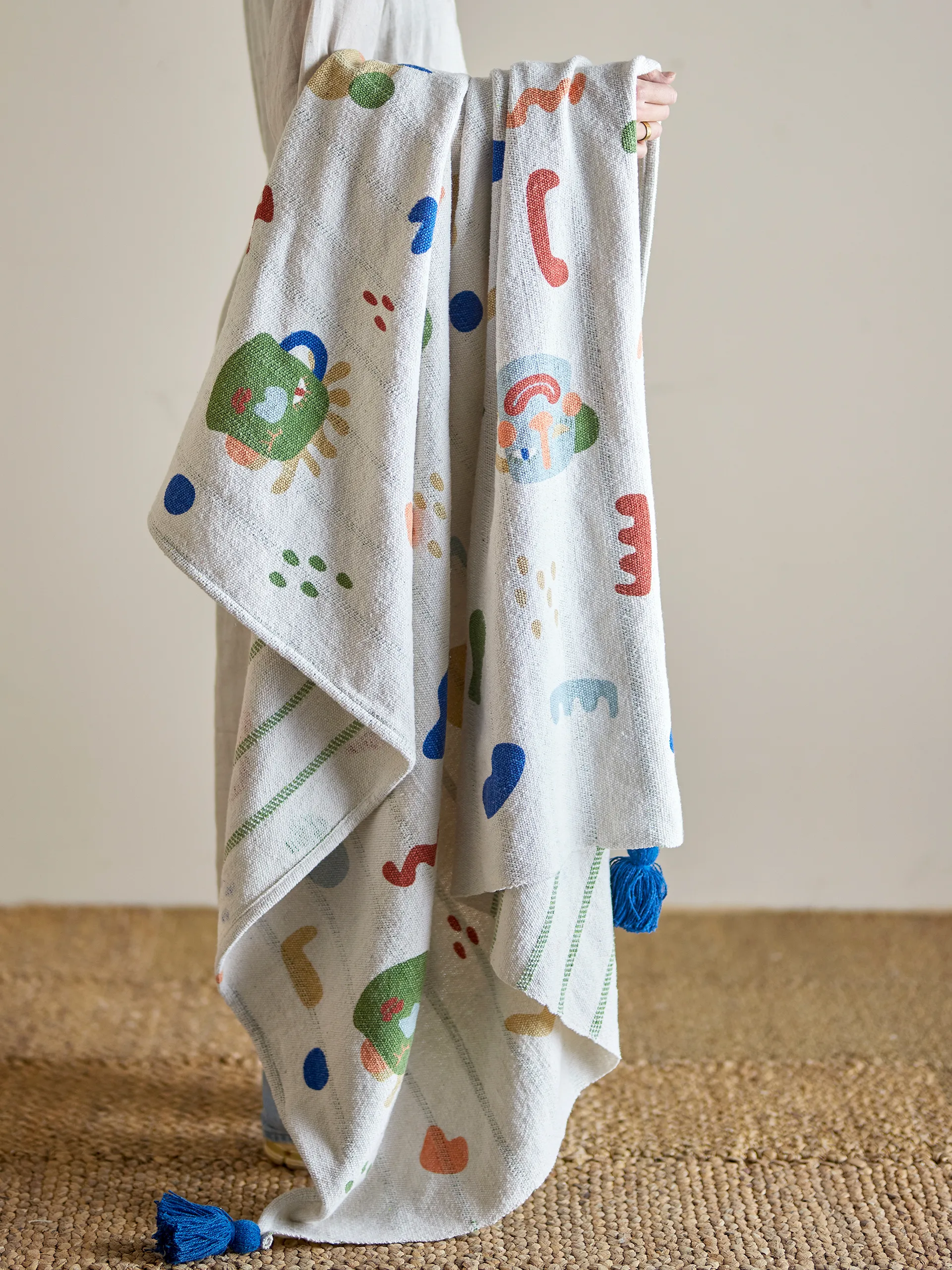 Sylvie manta de algodão 160x130 cm, Natural Bloomingville