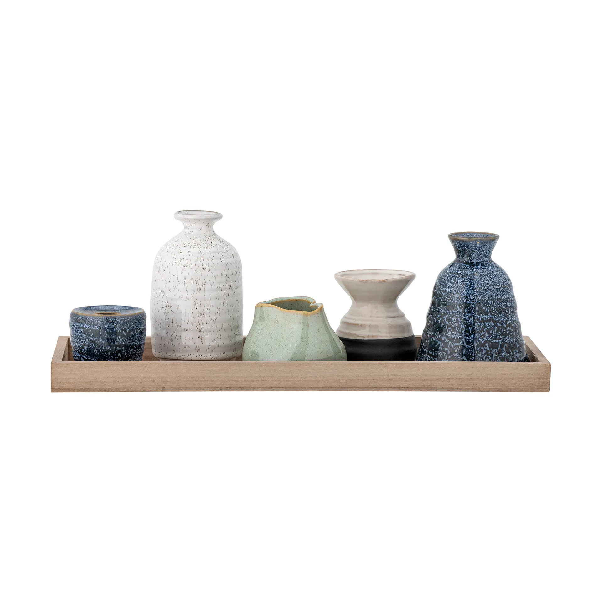 Tabuleiro com suporte de velas Longo 42 cm, Blue Bloomingville