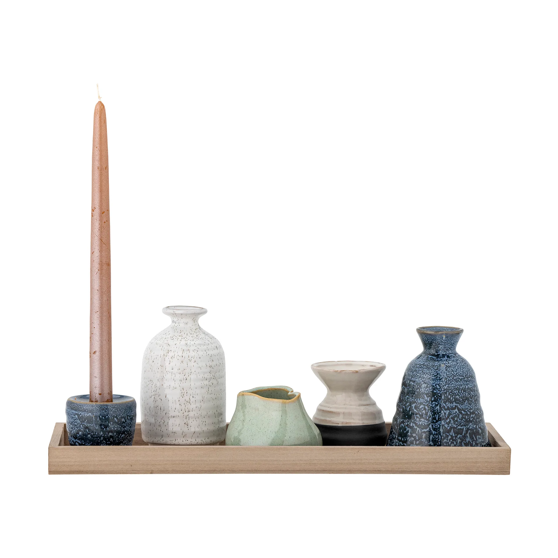 Tabuleiro com suporte de velas Longo 42 cm, Blue Bloomingville