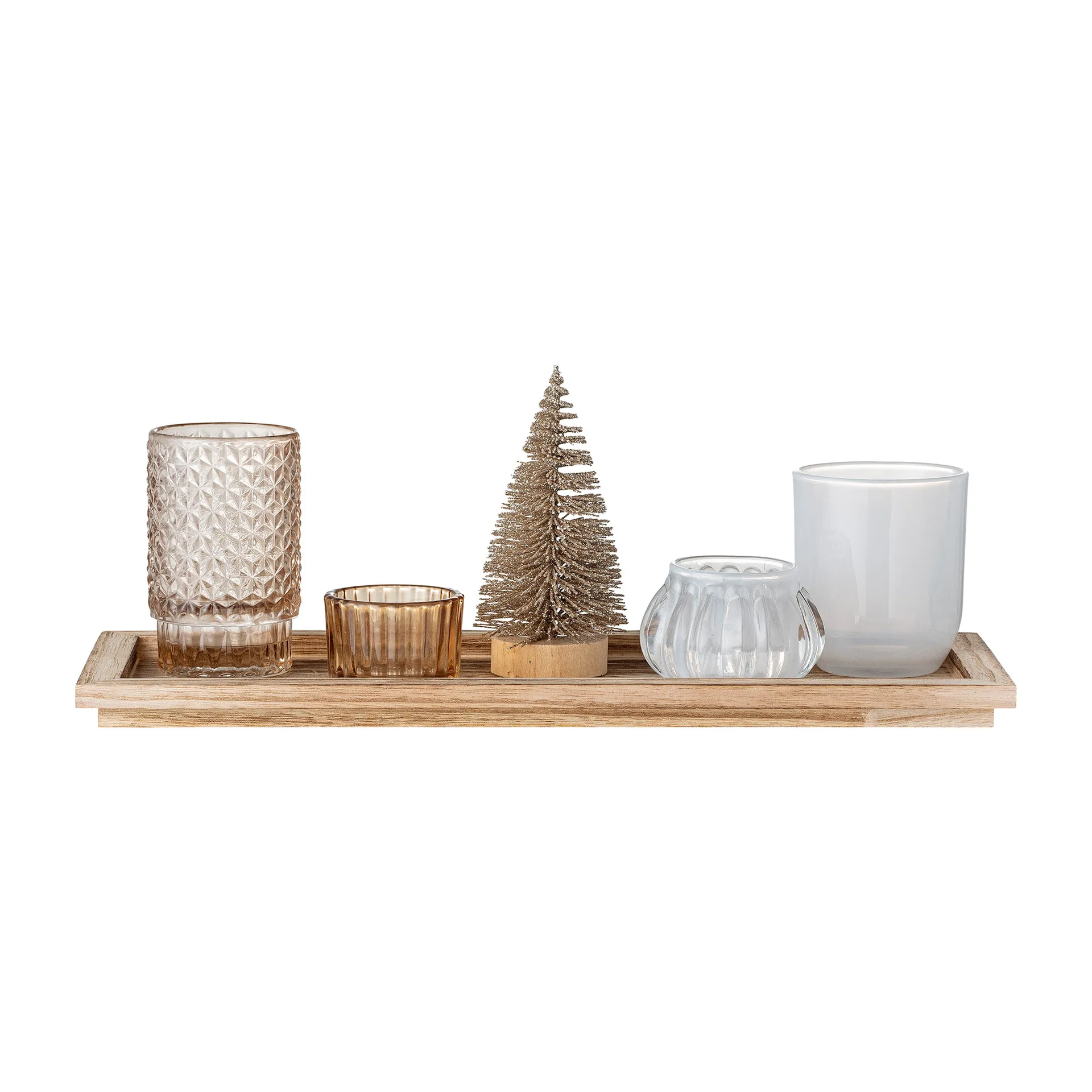 Tabuleiro com suporte de velas Sanga 6 peças, Dourado Bloomingville