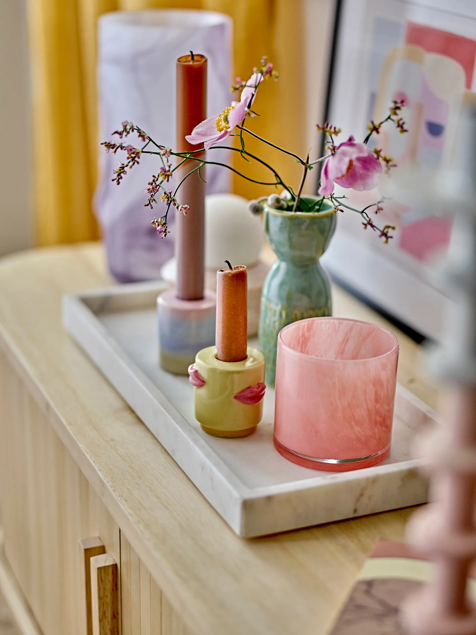 Tabuleiro decorativo Majsa 18x38 cm, White marble Bloomingville