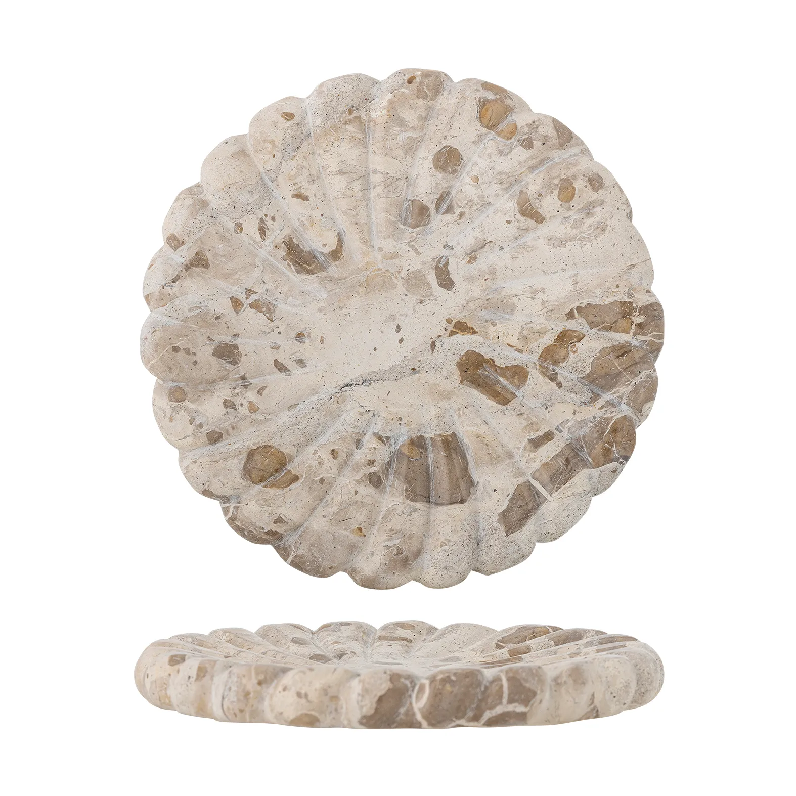 Tabuleiro Marlie em mármore Ø22,5 cm, Natural Bloomingville