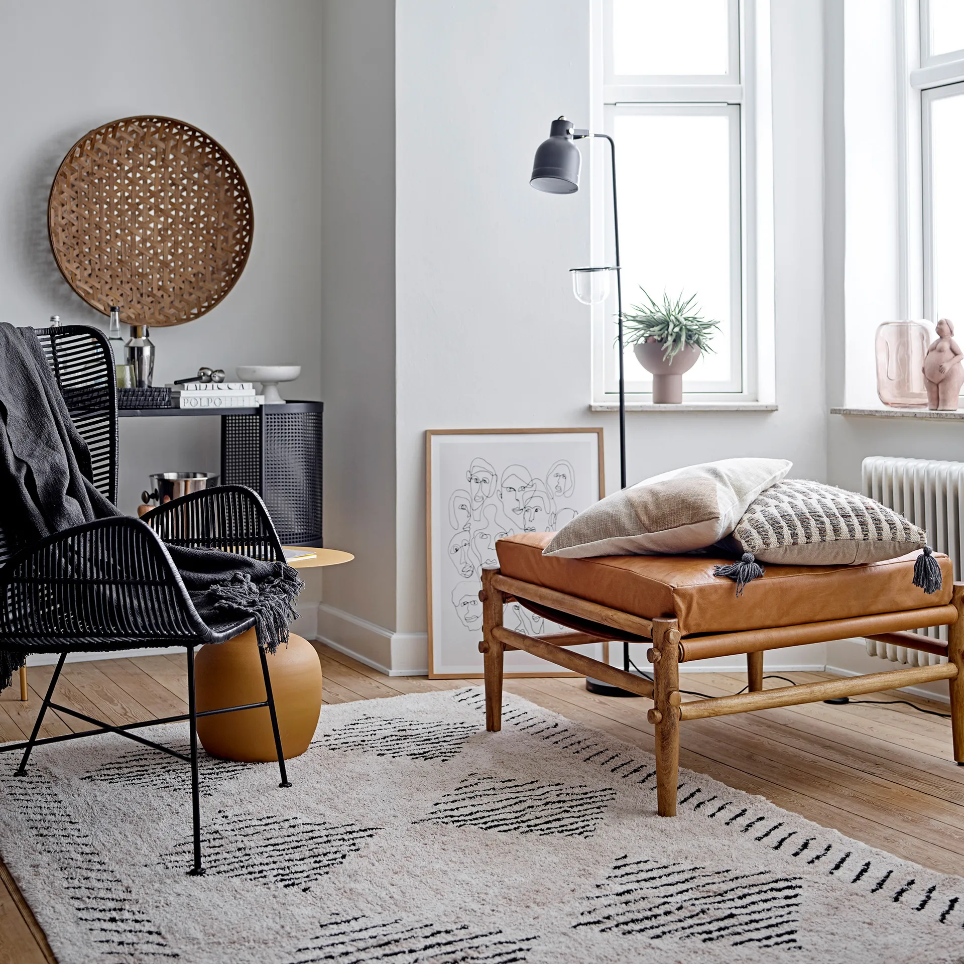 Tapete com padrão Jegor 140x200 cm, natural Bloomingville