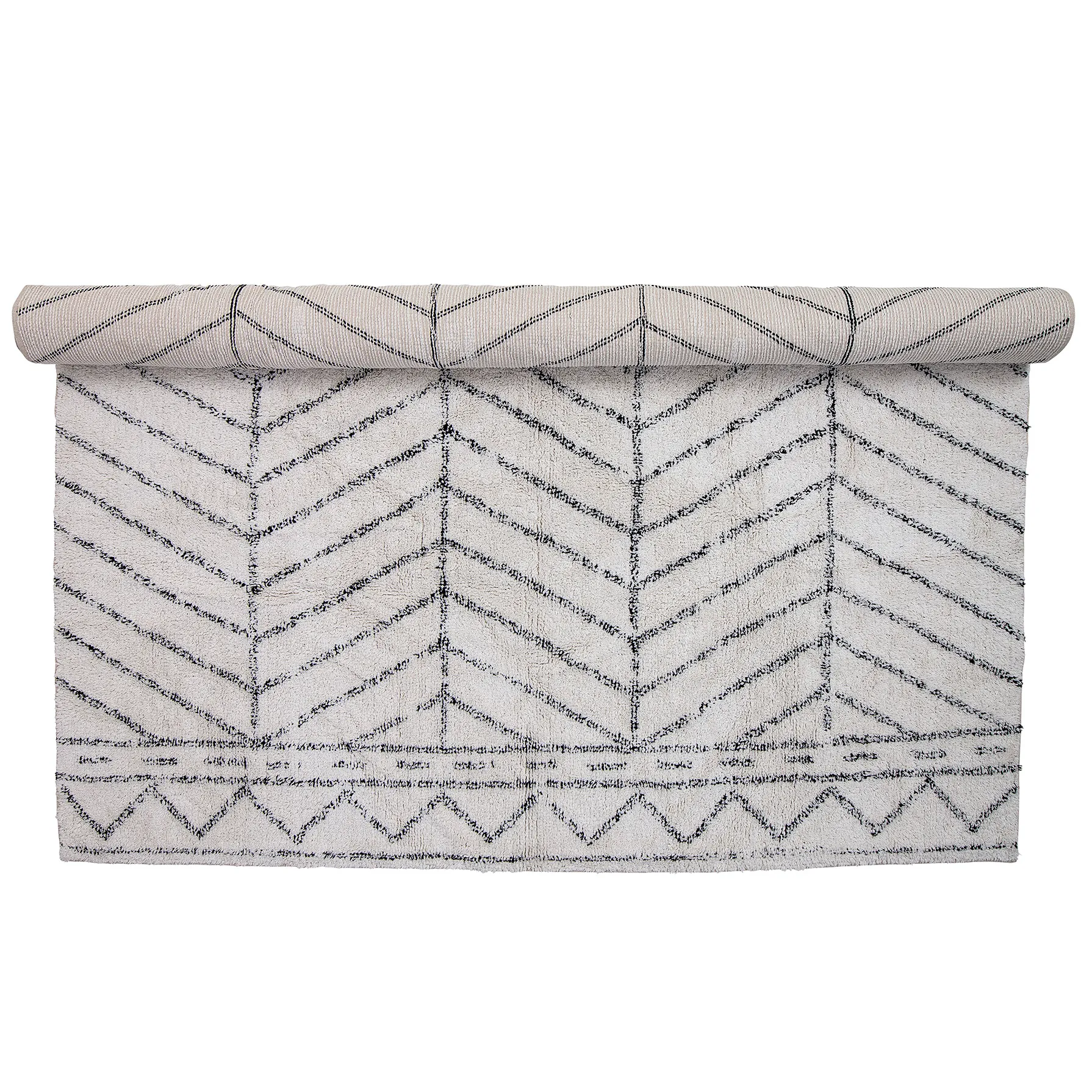 Tapete de algodão Bloomingville com padrão, Preto-branco Bloomingville