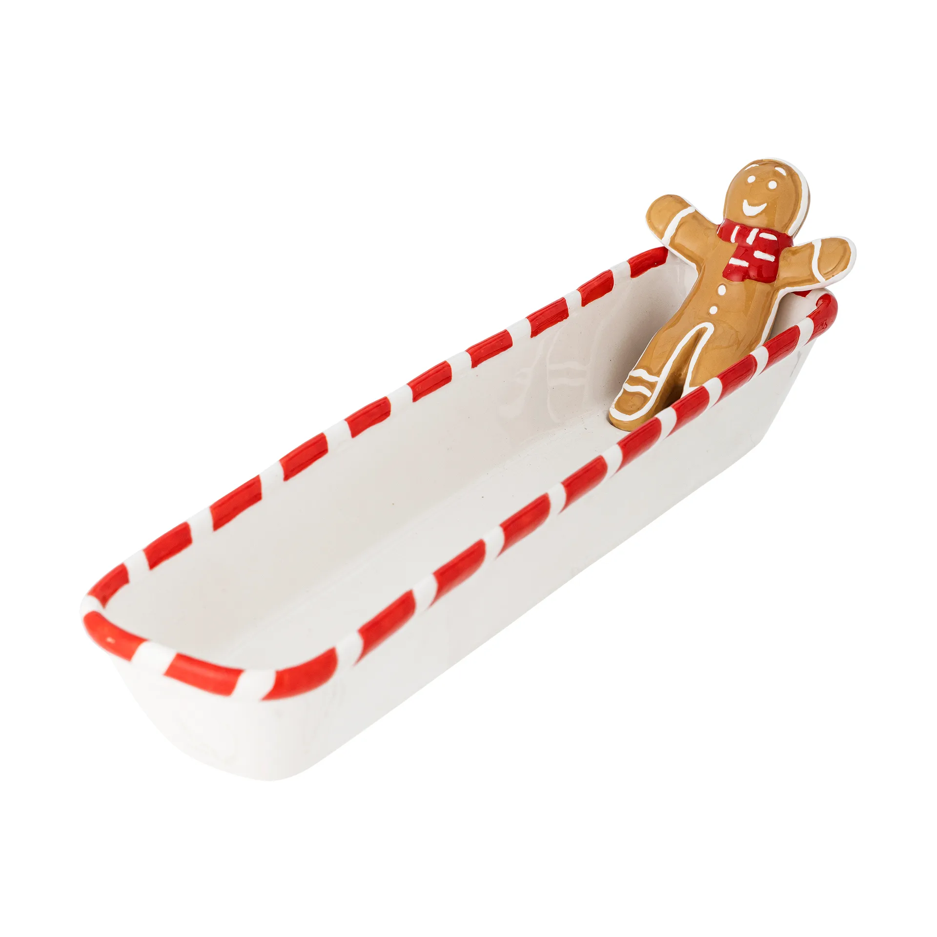 Tigela de servir Ginnie 36,5x12,5 cm, Branco-marrom Bloomingville