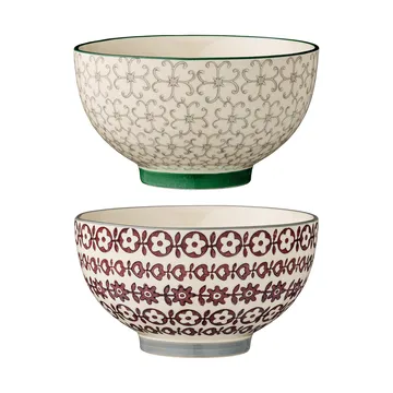 Tigela Karine Ø 13,5 cm, conjunto de 2 verde-vermelho - Bloomingville