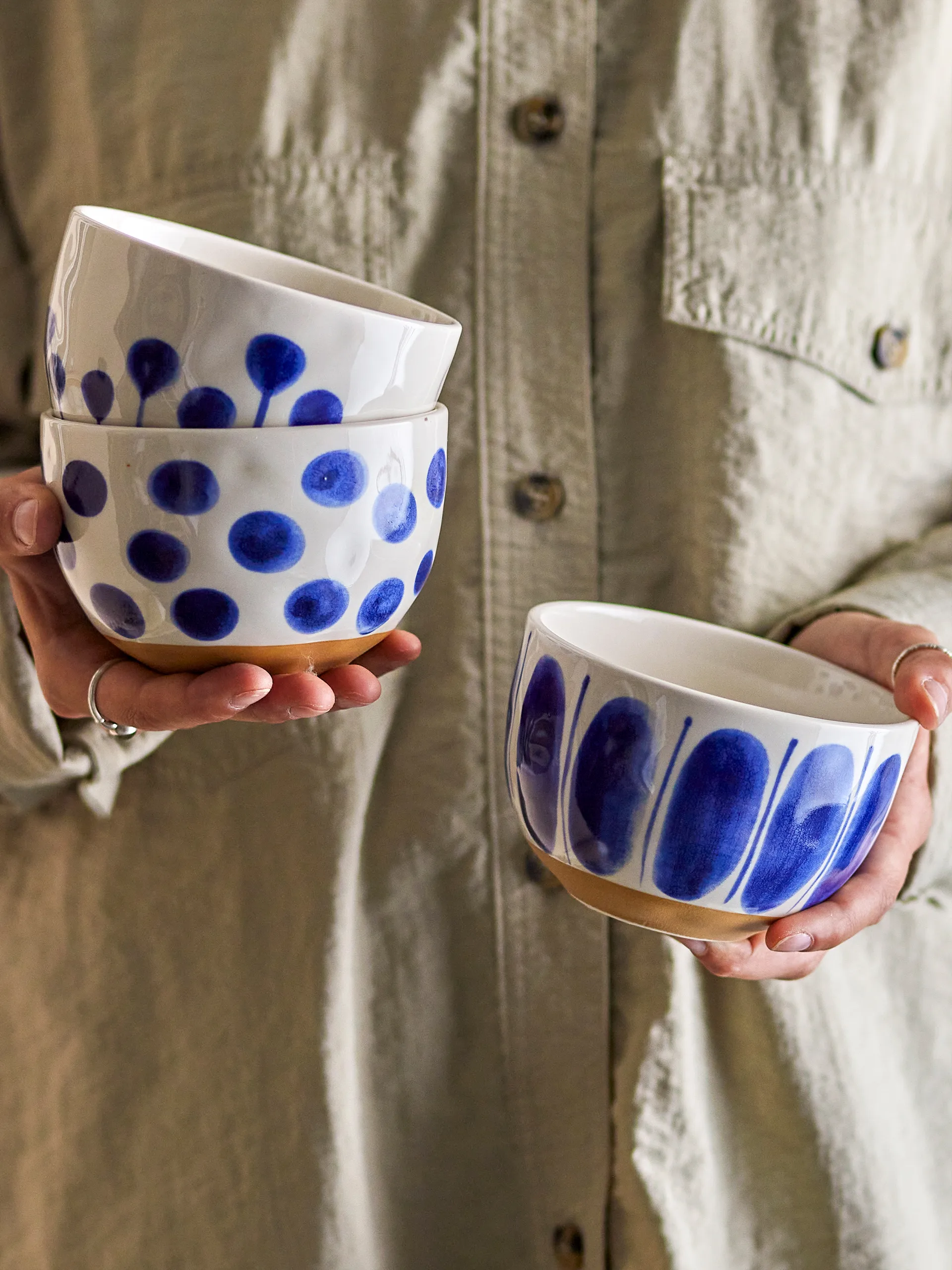 Tigela Linora 58 cl, 3-unid., Azul Bloomingville