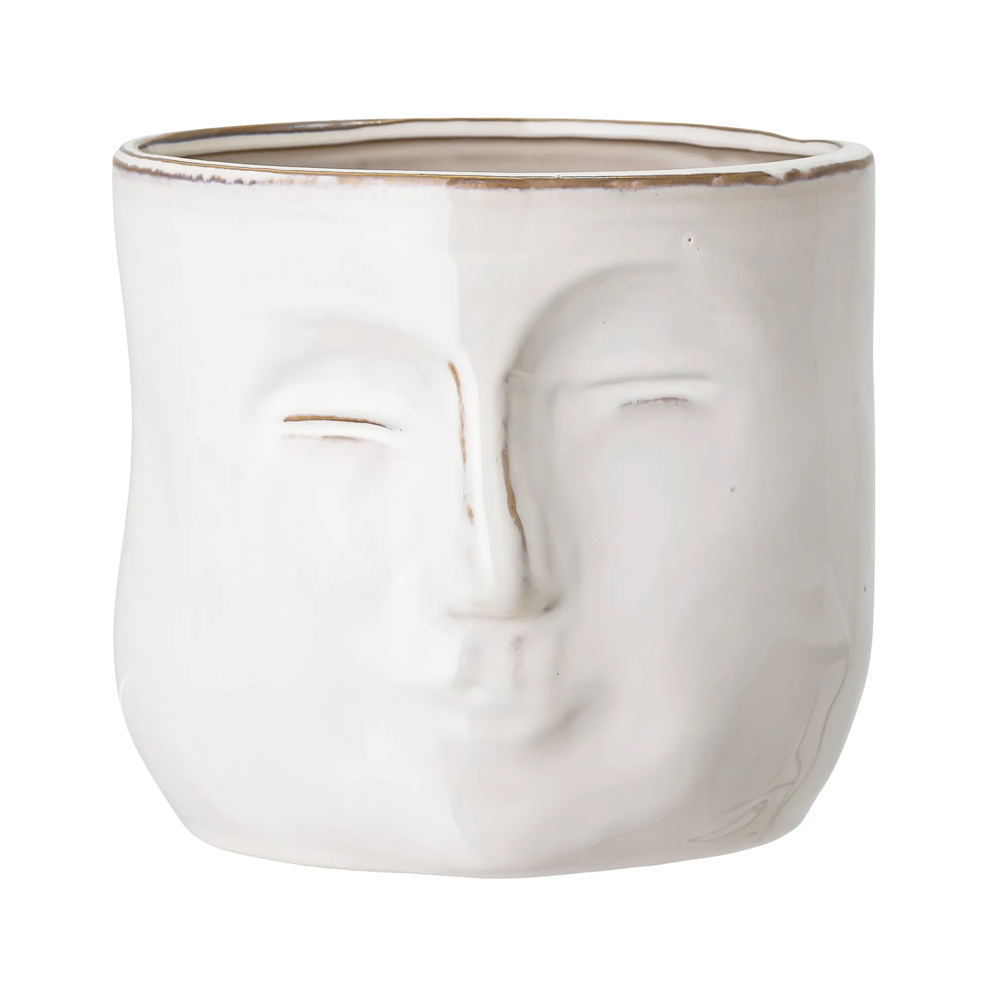 Vaso de flores com expressão facial Bloomingville 16.5x18 cm, branco Bloomingville