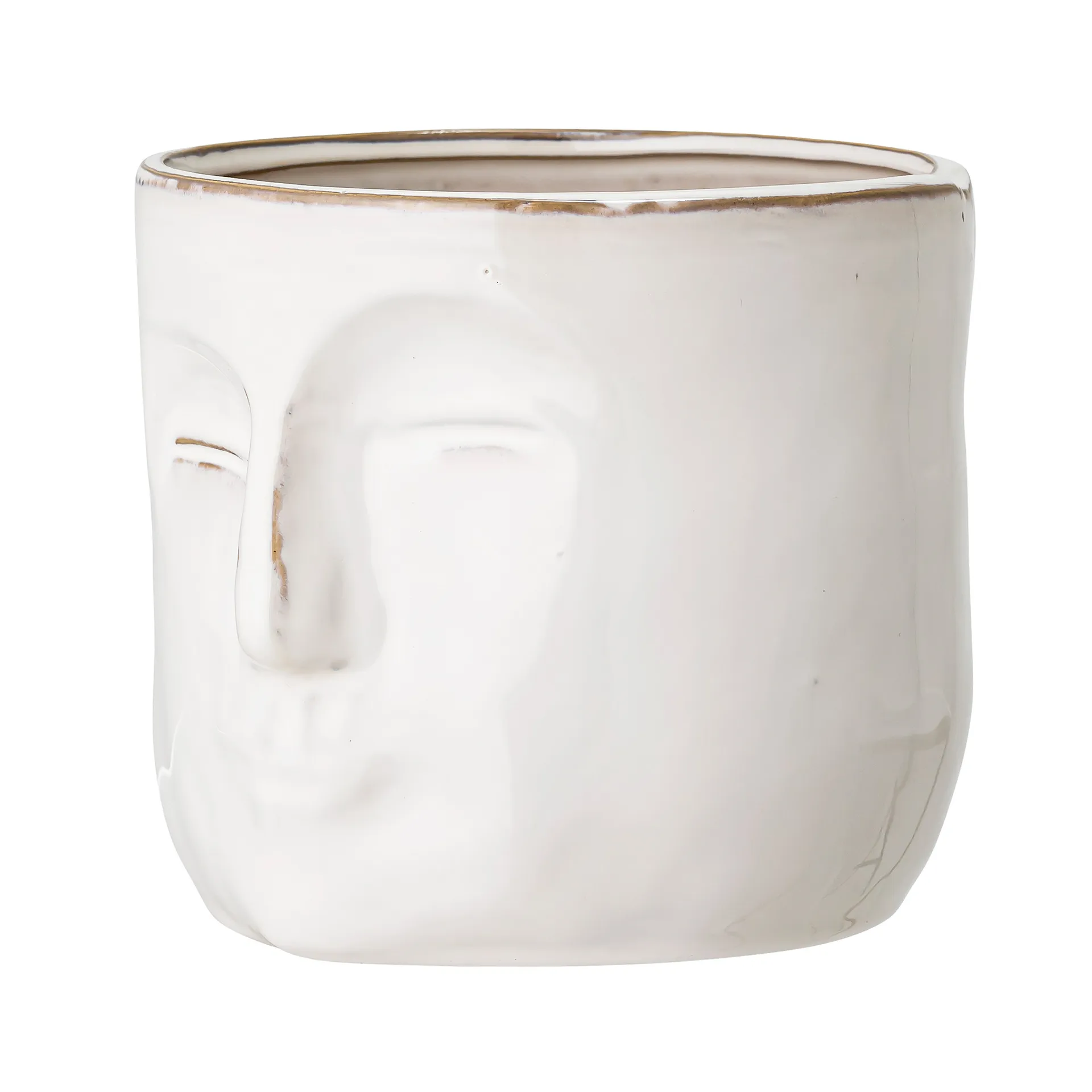 Vaso de flores com expressão facial Bloomingville 16.5x18 cm, branco Bloomingville