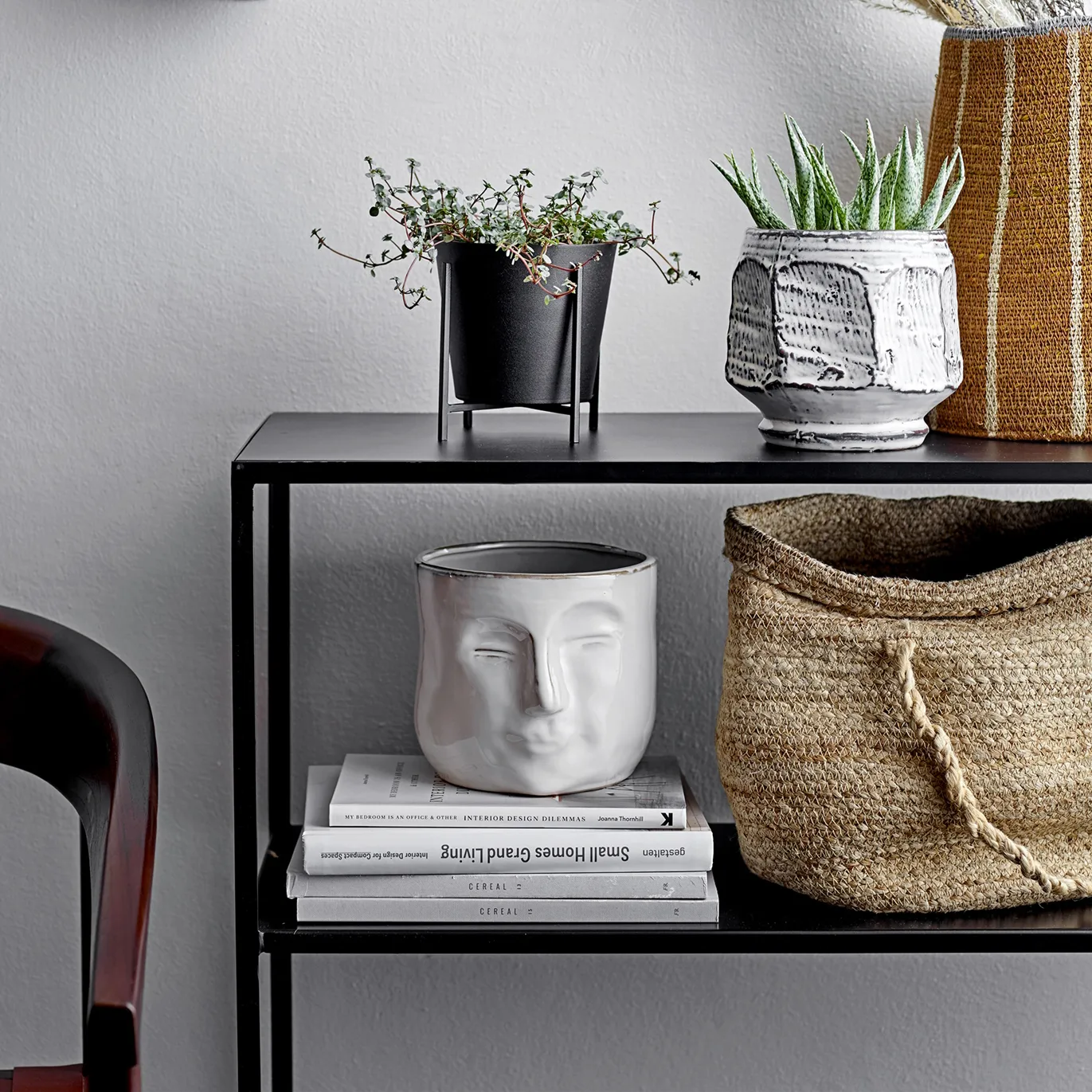 Vaso de flores com expressão facial Bloomingville 16.5x18 cm, branco Bloomingville