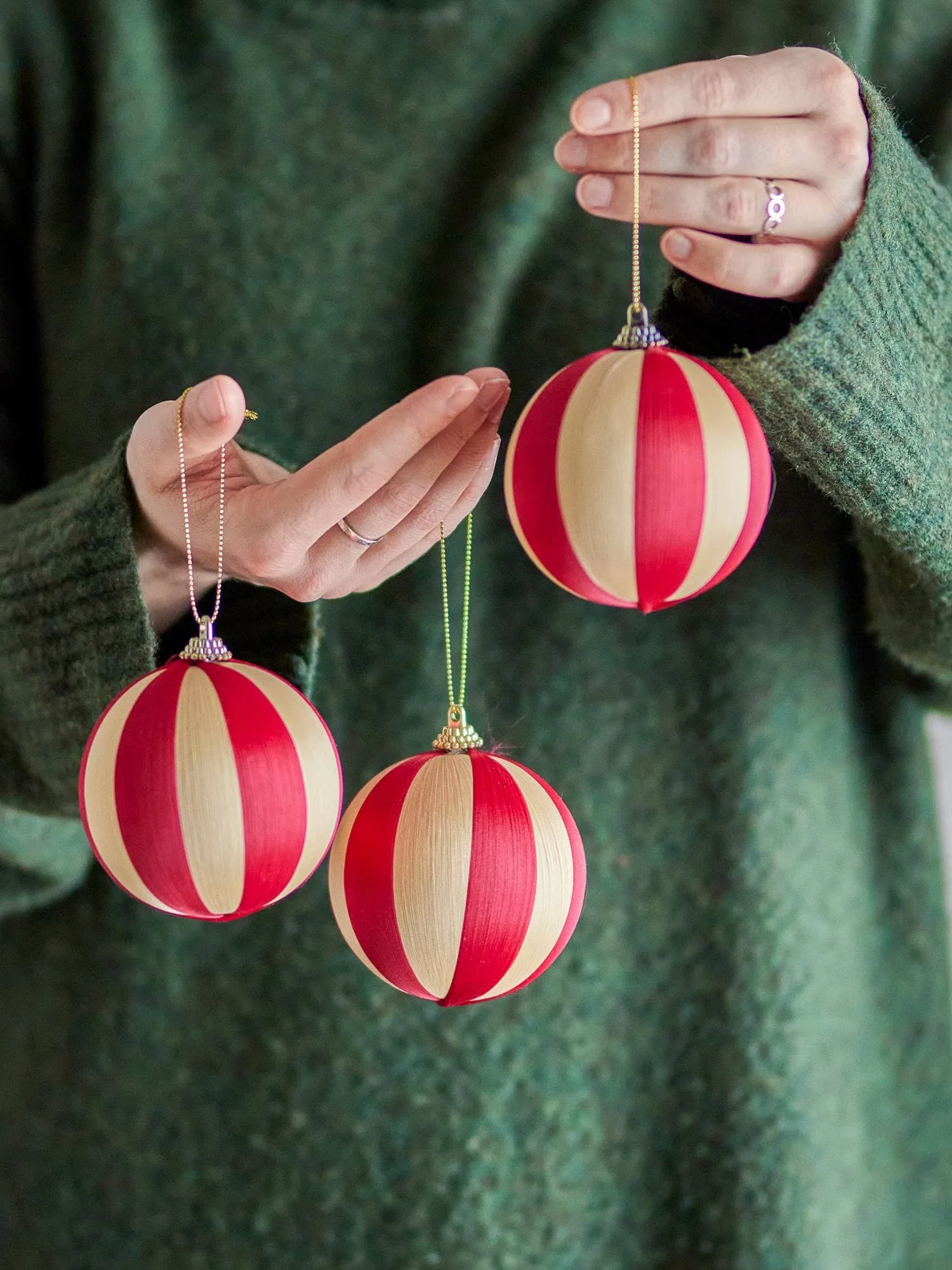 Wynn bola de Natal, Vermelho, 3-pack, Ø8 cm Bloomingville