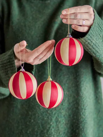 Wynn bola de Natal - Vermelho, 3-pack, Ø8 cm - Bloomingville