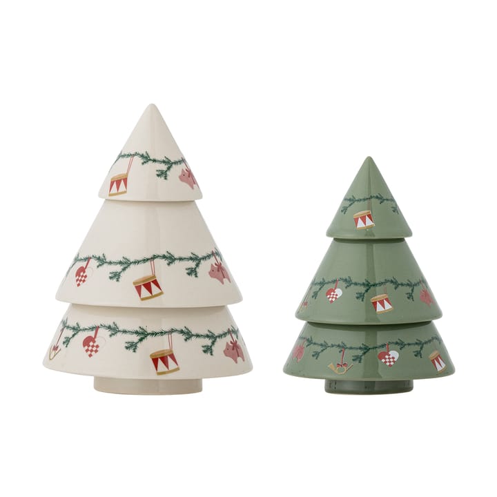 Yule árvores decorativas 2 peças - Bege-verde - Bloomingville