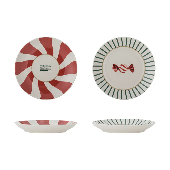 Yule assiett - Vermelho-verde, 2 peças, Ø12,5 cm - Bloomingville