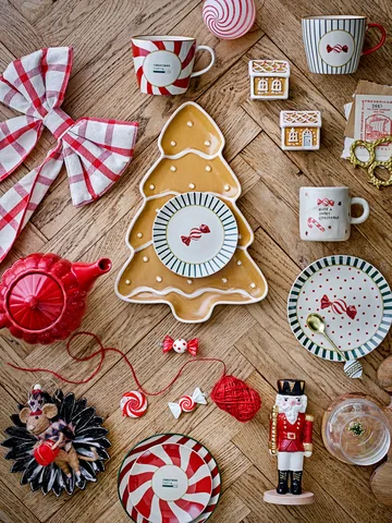 Yule prato Ø16 cm - Natural-vermelho - Bloomingville