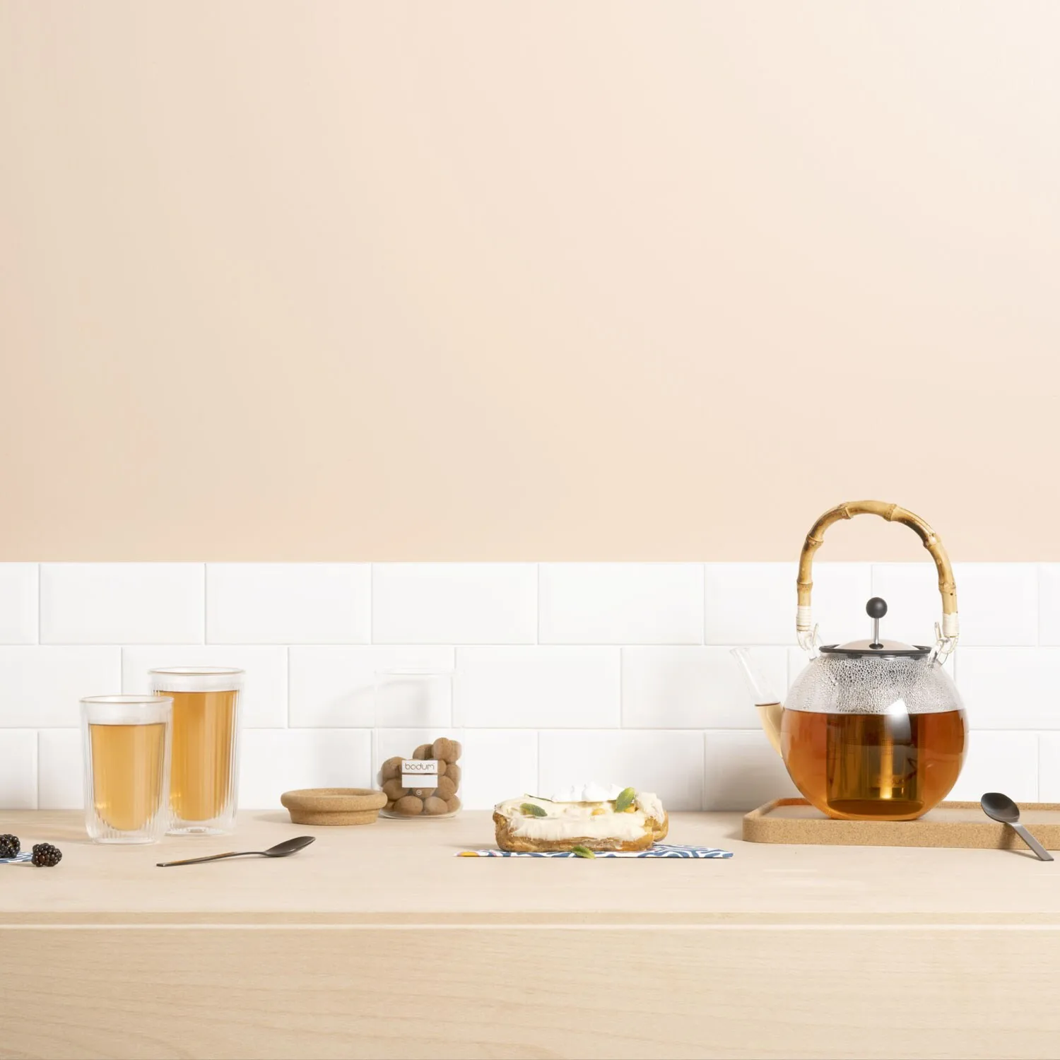 Bule com pega de bambu Assam 1 l, Transparente Bodum