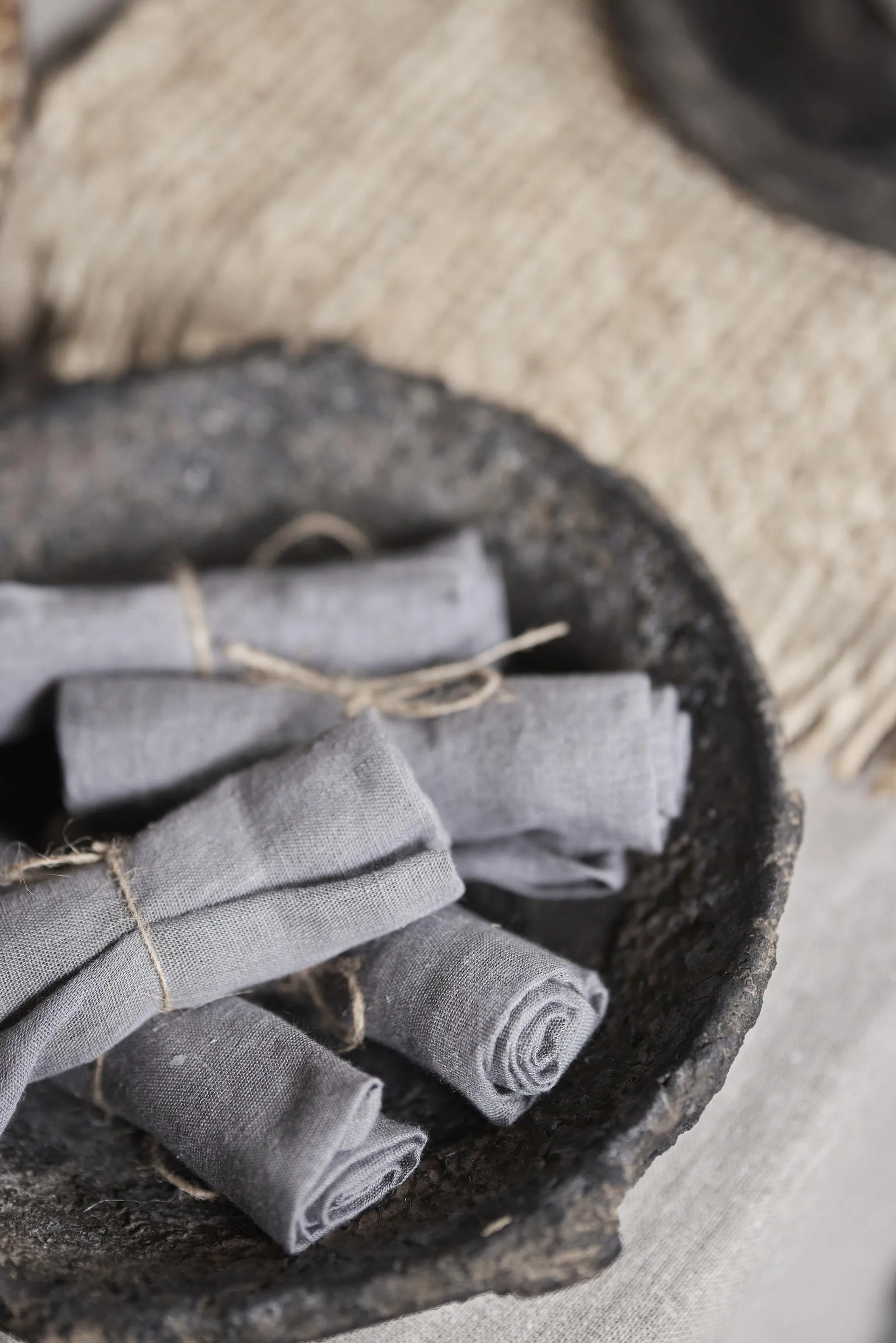 Guardanapo de linho Mandela 40x40 cm, Cinza Boel & Jan