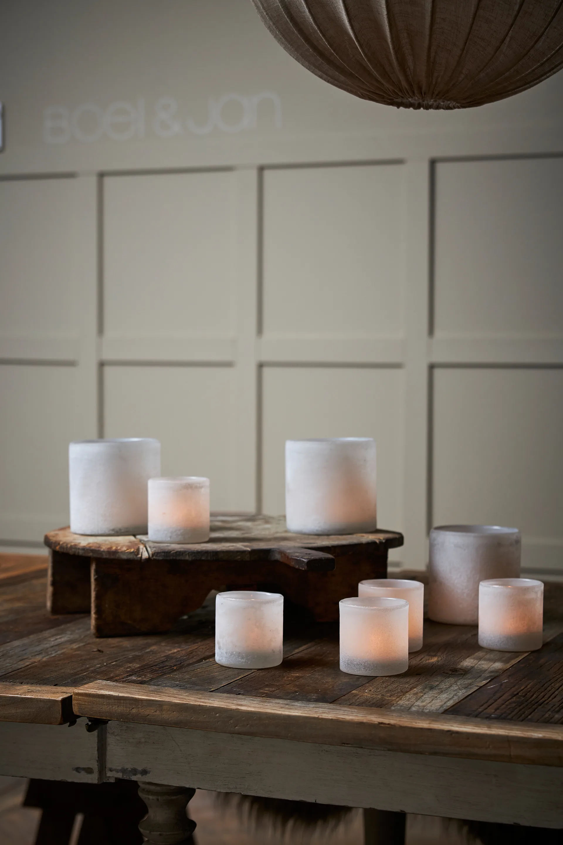 Lanterna de vela Bungenäs Ø8 cm, Branco Boel & Jan