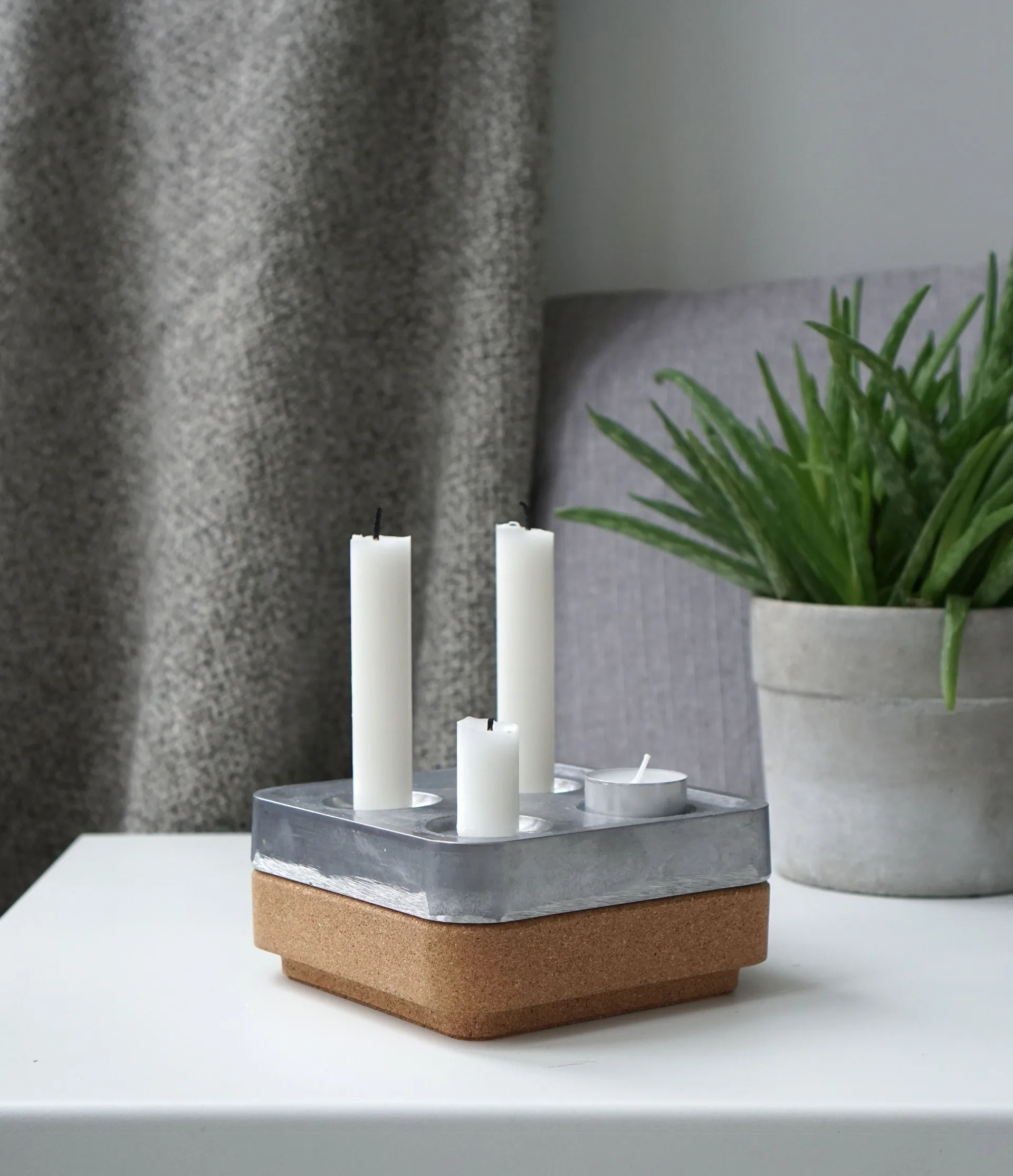 Tigela de cortiça quadrado para castiçal 16x16 cm, Castanho Born In Sweden