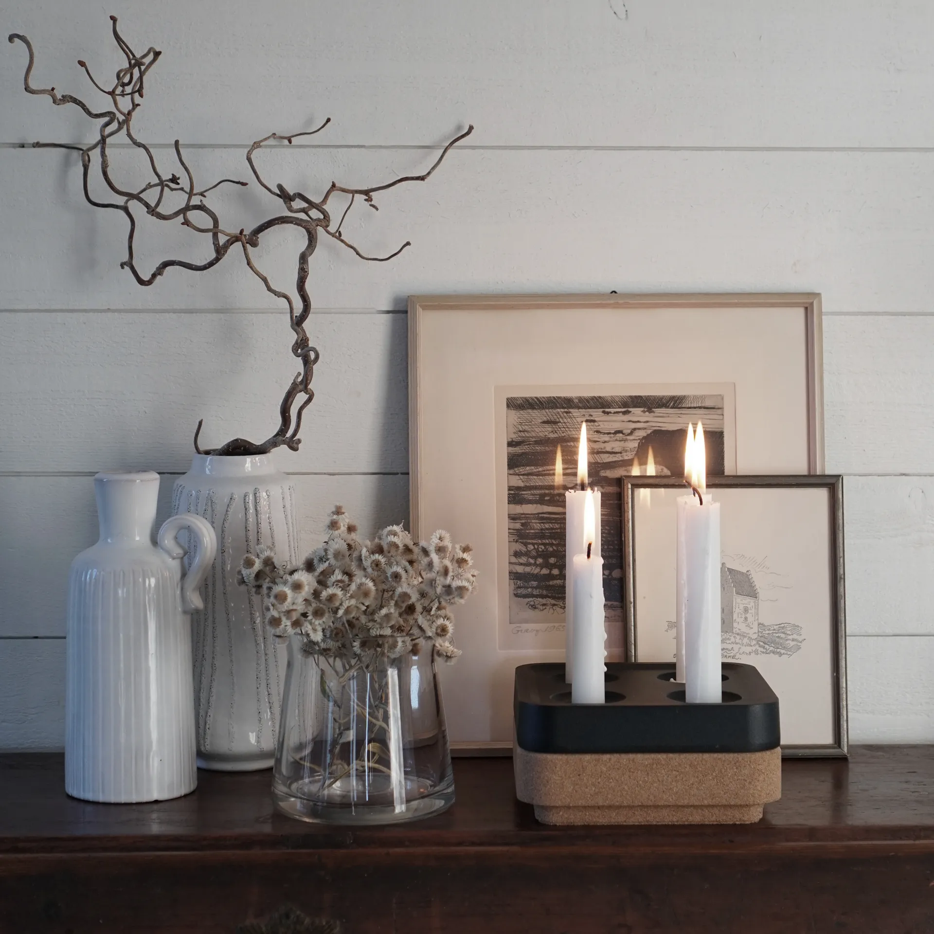 Tigela de cortiça quadrado para castiçal 16x16 cm, Castanho Born In Sweden