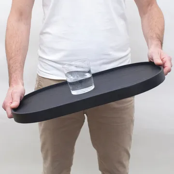 CurveLine™ Bandeja de servir anti-deslizante 47x34 cm - Madeira de salgueiro preta - Bosign