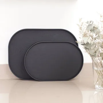 CurveLine™ Bandeja de servir anti-deslizante 47x34 cm - Madeira de salgueiro preta - Bosign