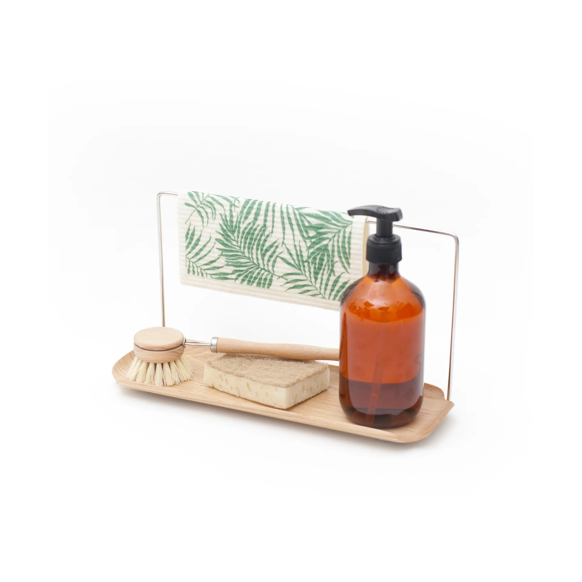 LEAF tabuleiro de pia com suporte para pano de prato, Madeira de salgueiro-aço inoxidável Bosign