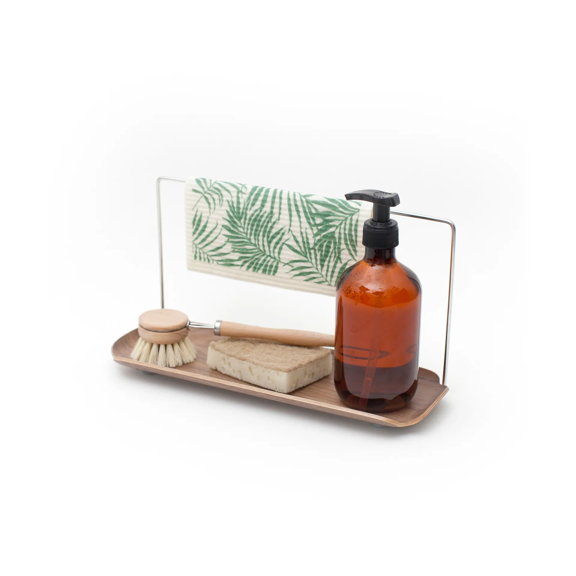 LEAF tabuleiro de pia com suporte para pano de prato, Nogueira-aço inoxidável Bosign