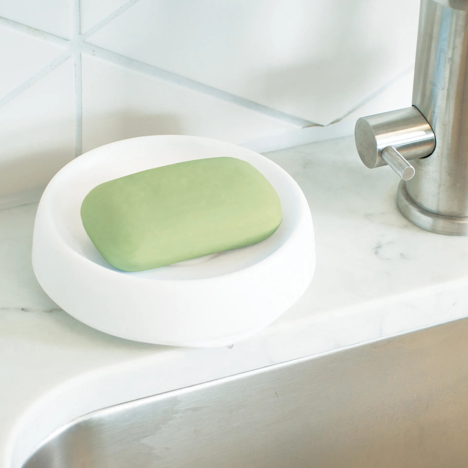 Saboneteira em silicone com escoamento Médio, Branco Bosign