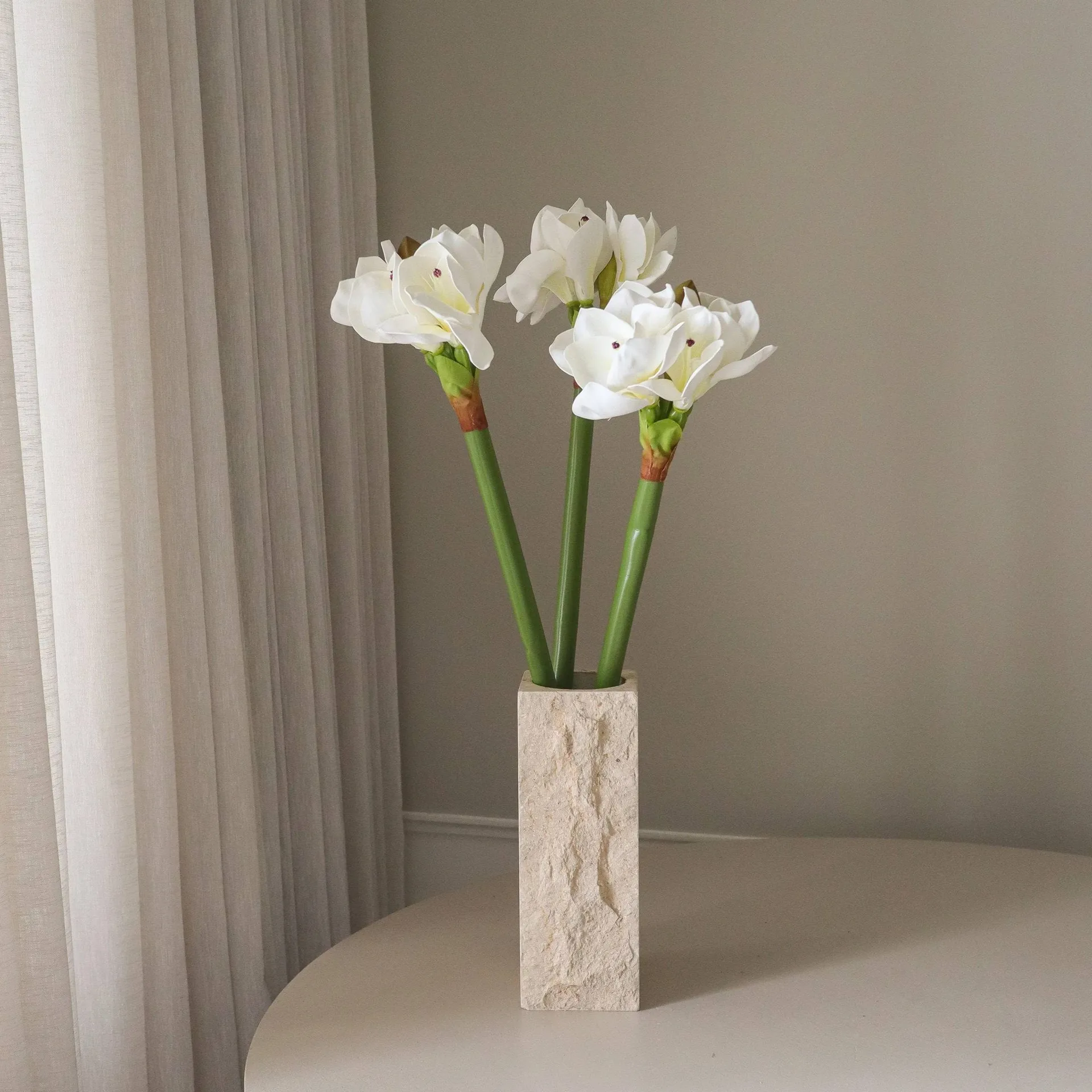 Amaryllis flor artificial, Branco, 73 cm Botané