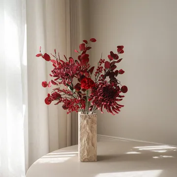 Berry drama ramo artificial - Crisântemo-aranha, cravo, eucalipto, 84 cm - Botané