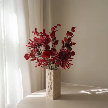 Berry drama ramo artificial - Crisântemo-aranha, cravo, eucalipto, 84 cm - Botané