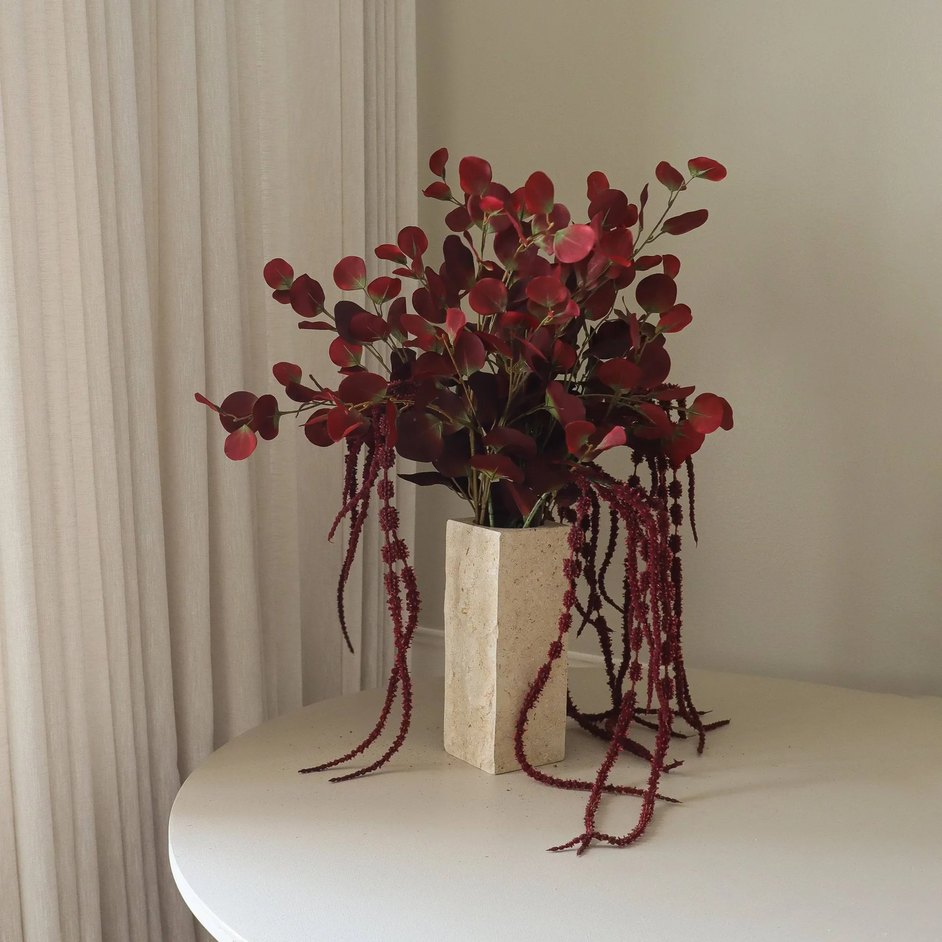 Burgundy veil ramo artificial, Eucalipto, amaranto, 84 cm Botané