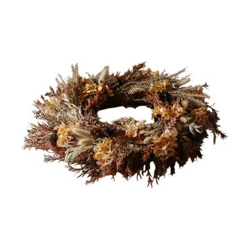 Golden Meadow Wreath grinalda de flores - Hortensia-erva seca-samambaia-orelhas de lebre, Ø40 cm - Botané