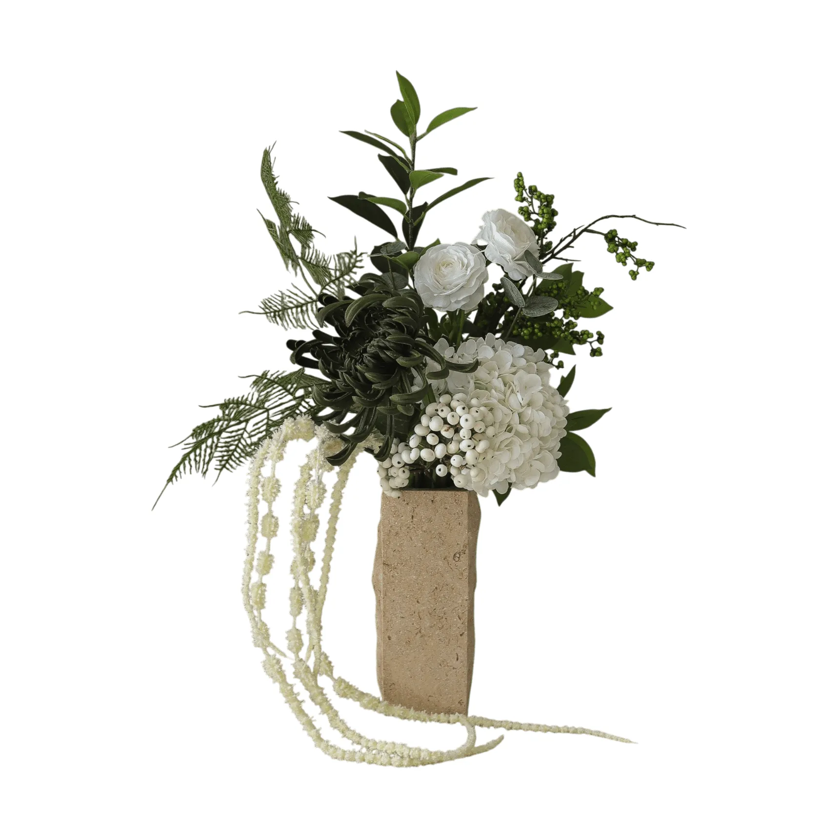 Green veil ramo artificial, Ranúnculo, hortênsia, amaranto, 85 cm Botané