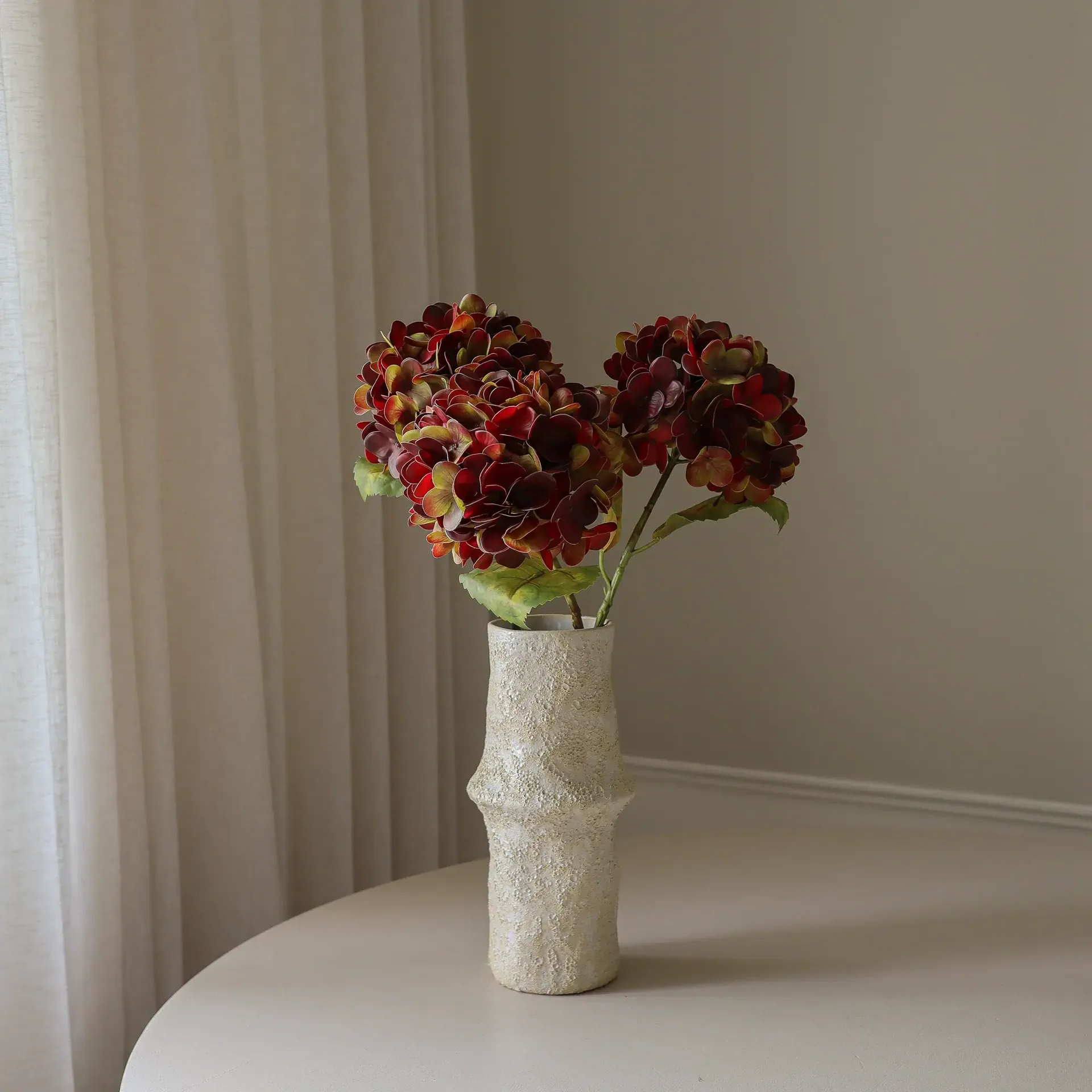 Hortensia flor artificial, Bordeaux profundo, 60 cm, 1 unidade Botané