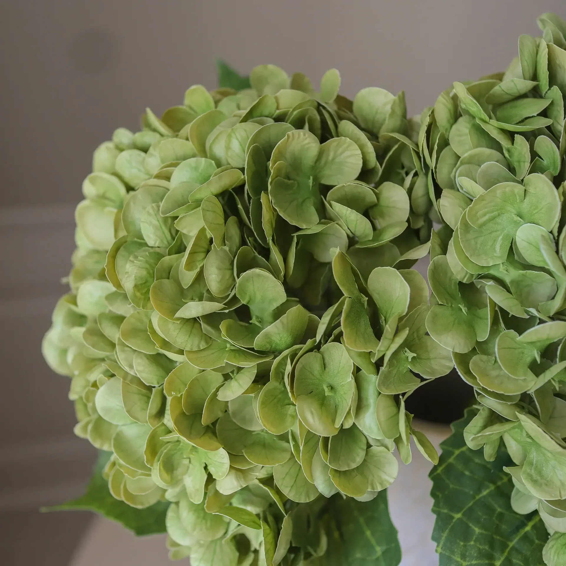 Hortensia flor artificial, Verde-musgo, 51 cm, 1 unidade Botané