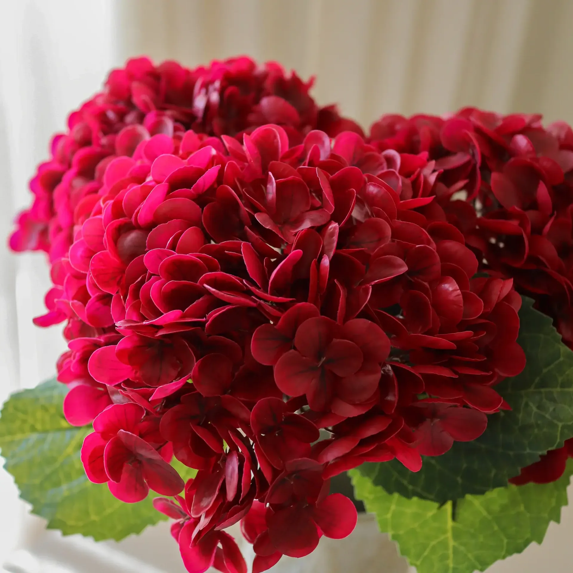 Hortensia flor artificial, Vermelho, 51 cm, 1 un. Botané