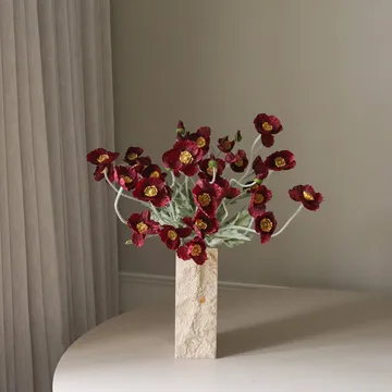 Molho de flores artificiais de papoila - Borgonha, 56 cm, 10 un. - Botané