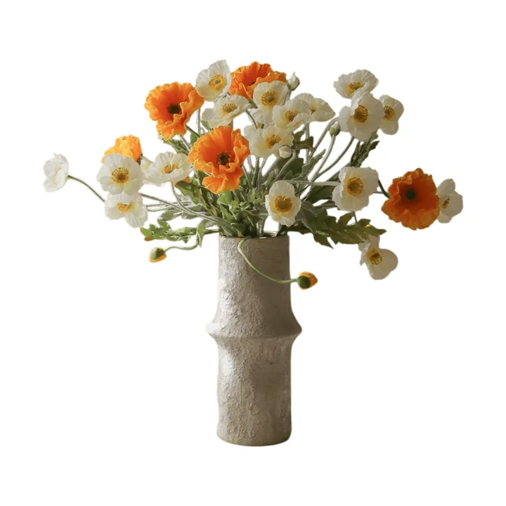 Molho de flores artificiais de papoila - Daylight, branco-laranja - Botané