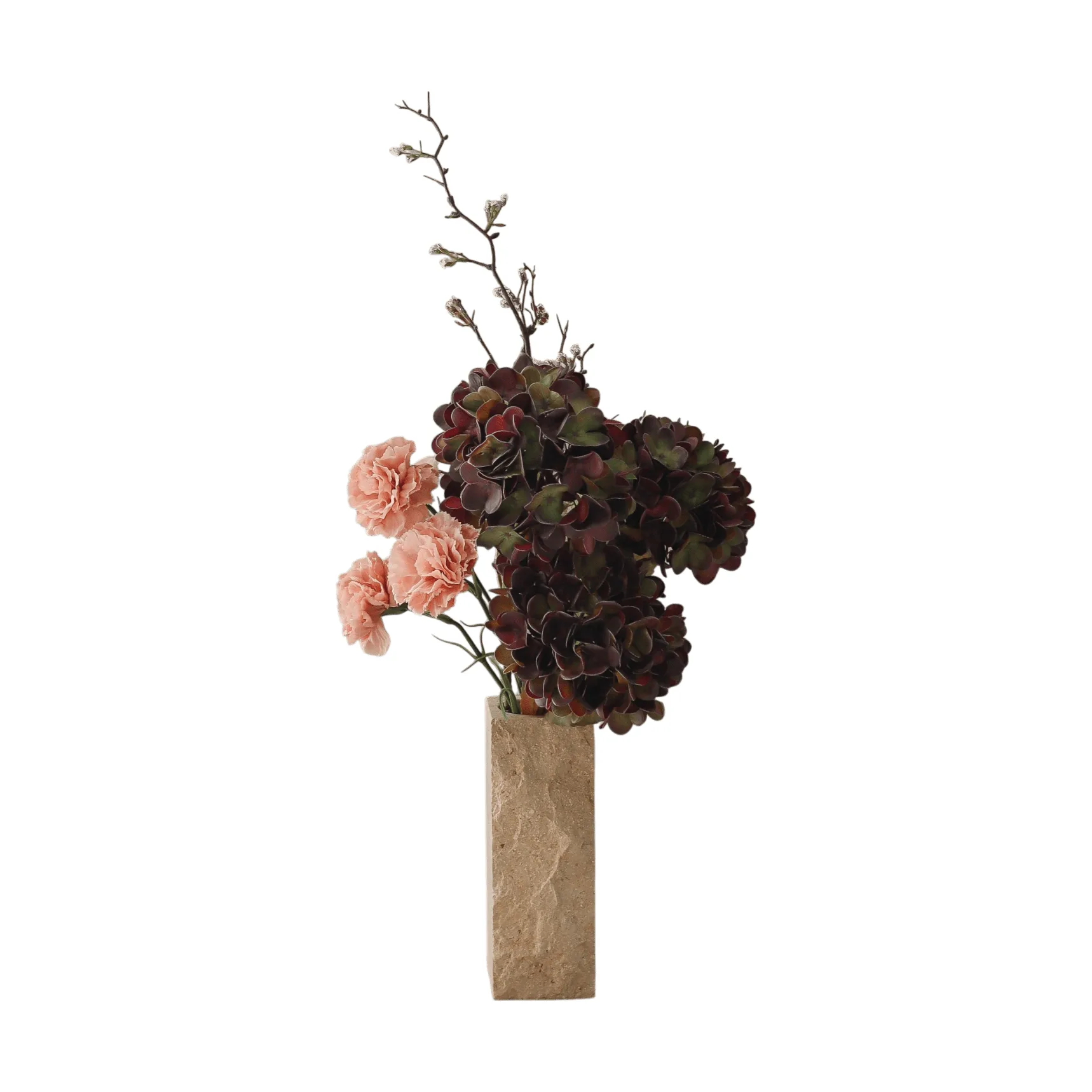 Moody blush ramo artificial, Hortênsia, cravo, ramo, 97 cm Botané