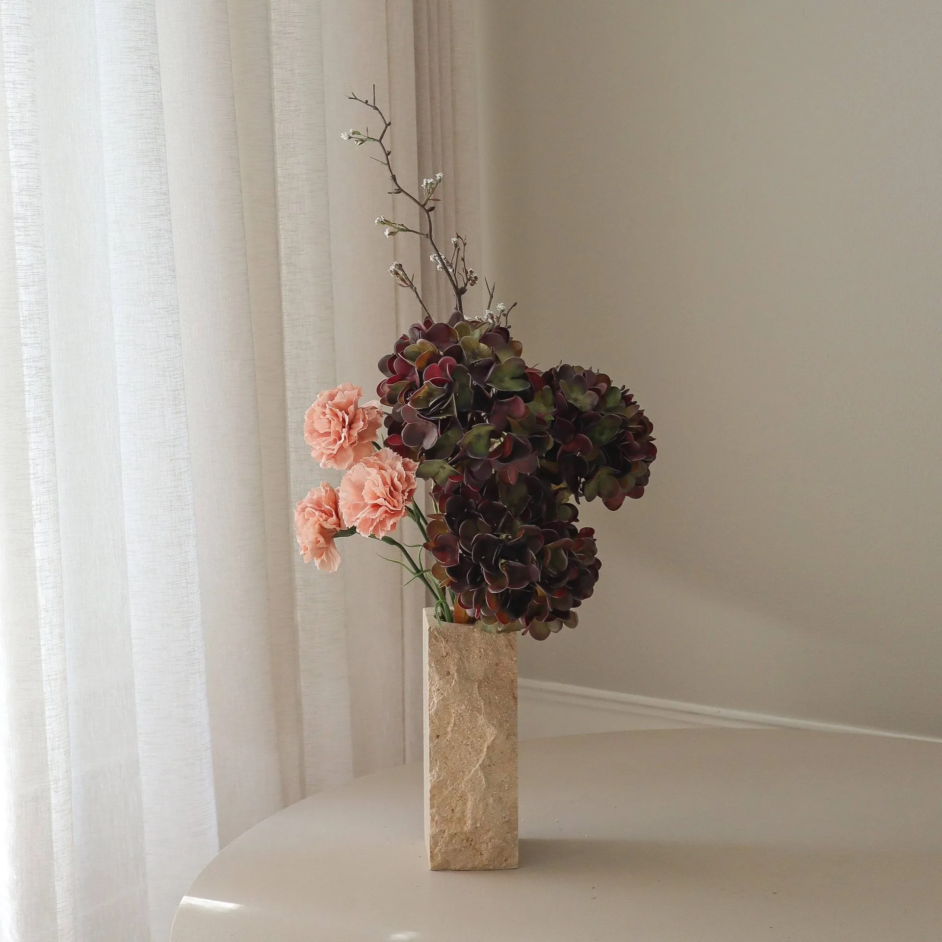 Moody blush ramo artificial, Hortênsia, cravo, ramo, 97 cm Botané