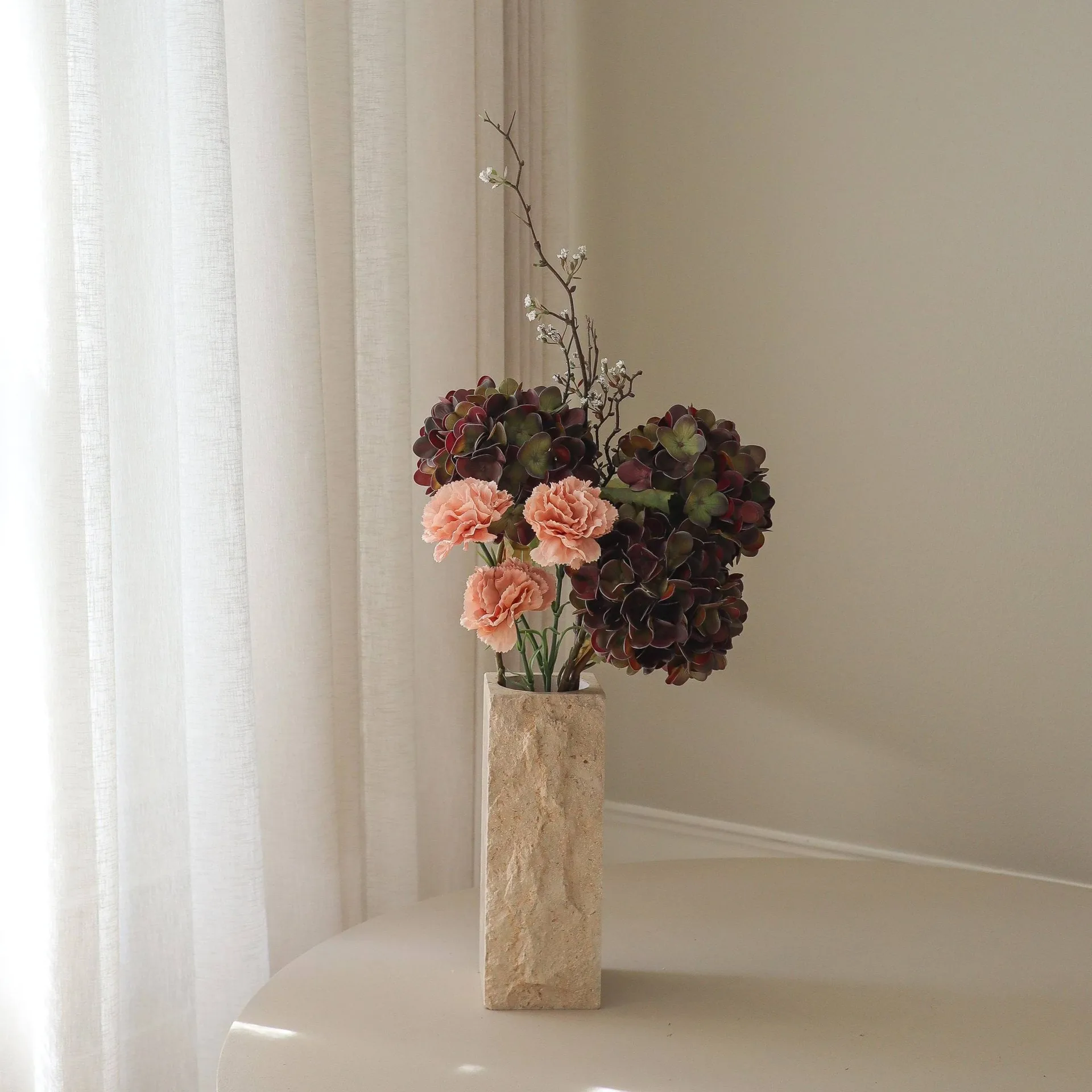 Moody blush ramo artificial, Hortênsia, cravo, ramo, 97 cm Botané