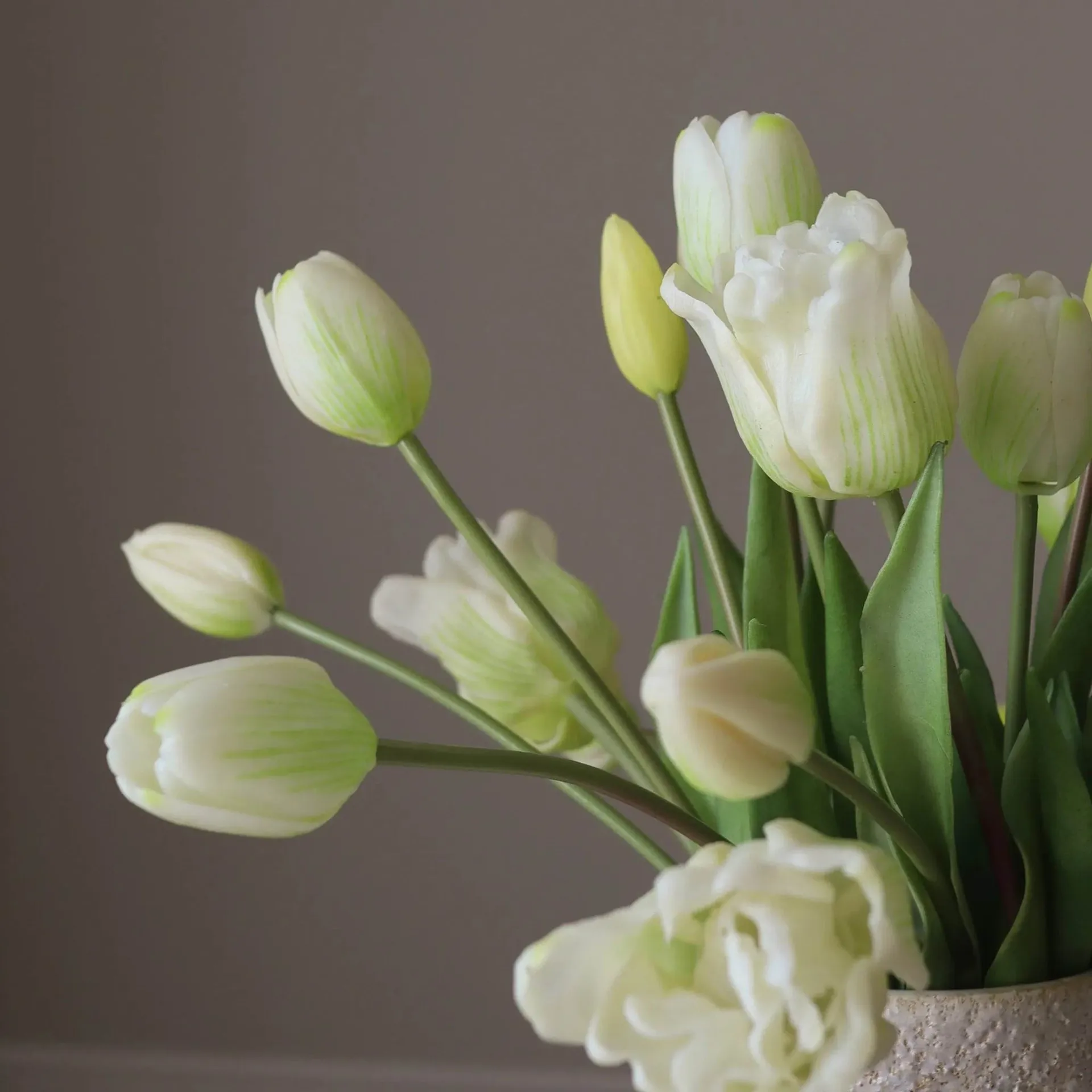 Ramo artificial de tulipas mistas, Branco, 20 unid. Botané