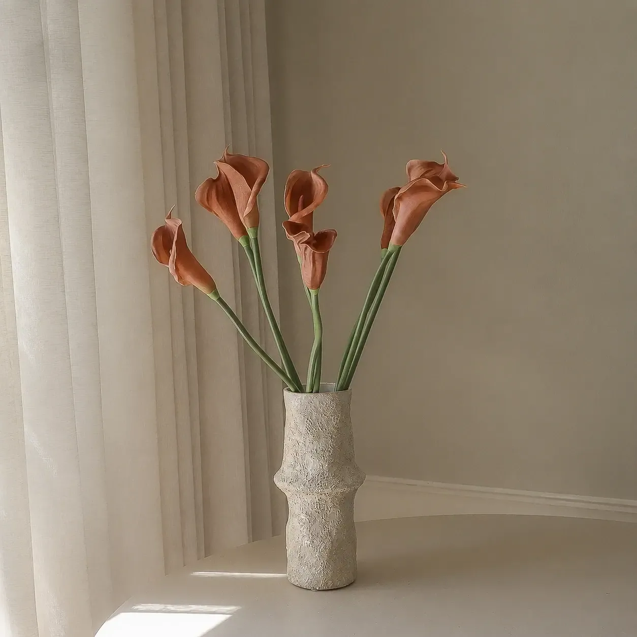ramo de lírios-do-cala artificiais, Castanho, 62 cm, 8 un. Botané