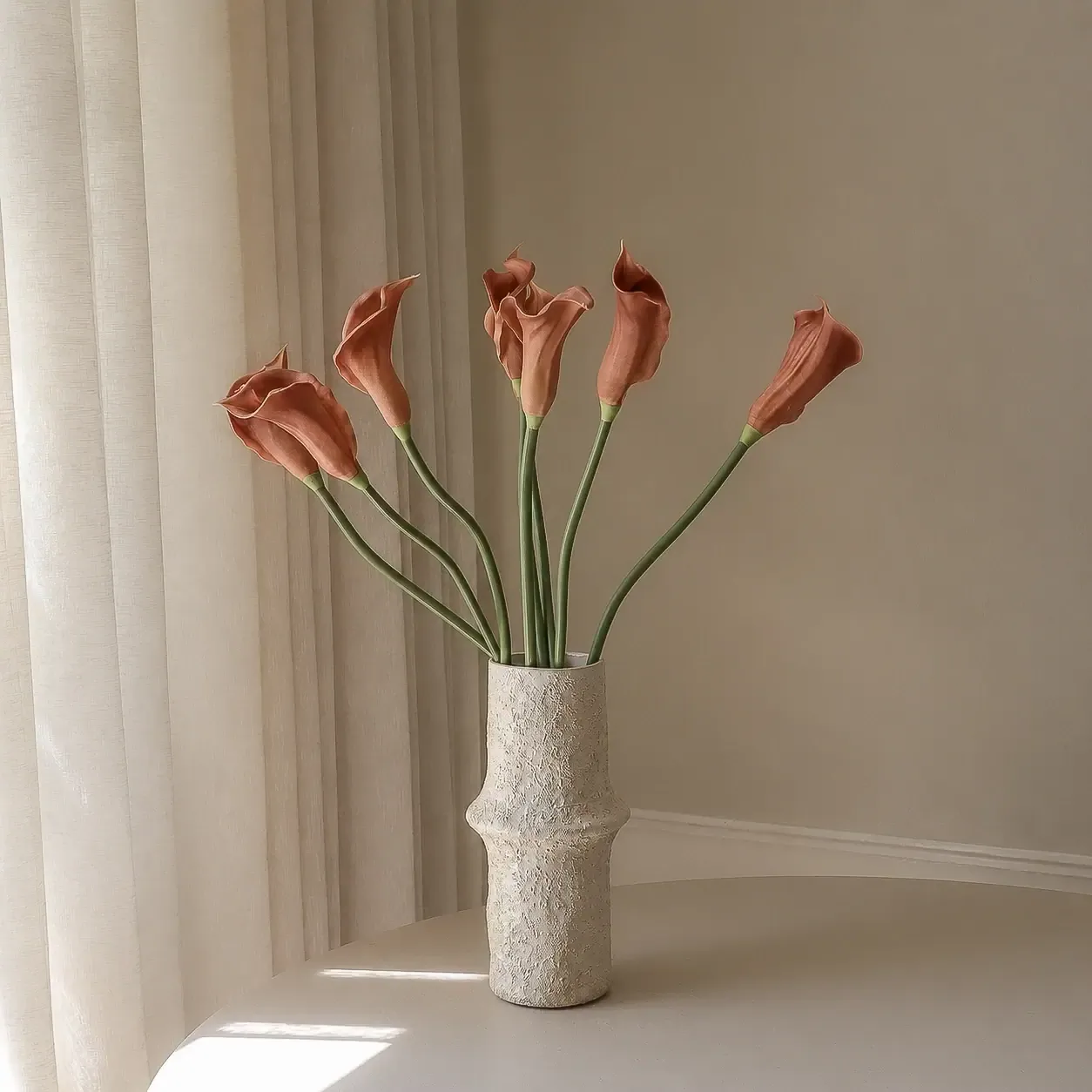 ramo de lírios-do-cala artificiais, Castanho, 62 cm, 8 un. Botané