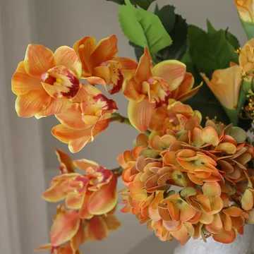The Orangery ramo artificial - Orquídea cymbidium–gladiolo–hortênsia, 85 cm, 10 unid. - Botané