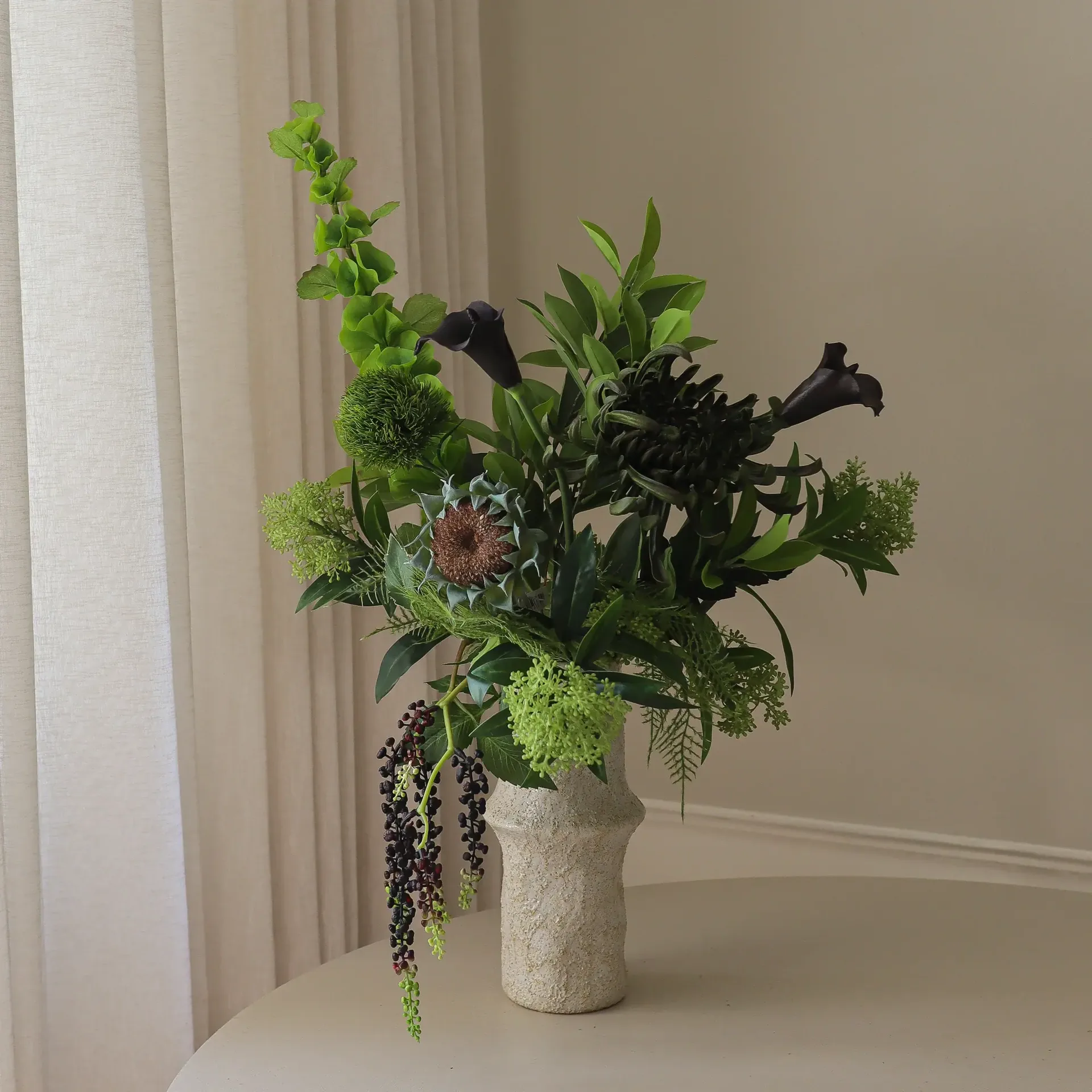 Verdant Noir ramo artificial, Kála-crisantemo-aranha-helianthus-de-outono, 92 cm, 13 un Botané