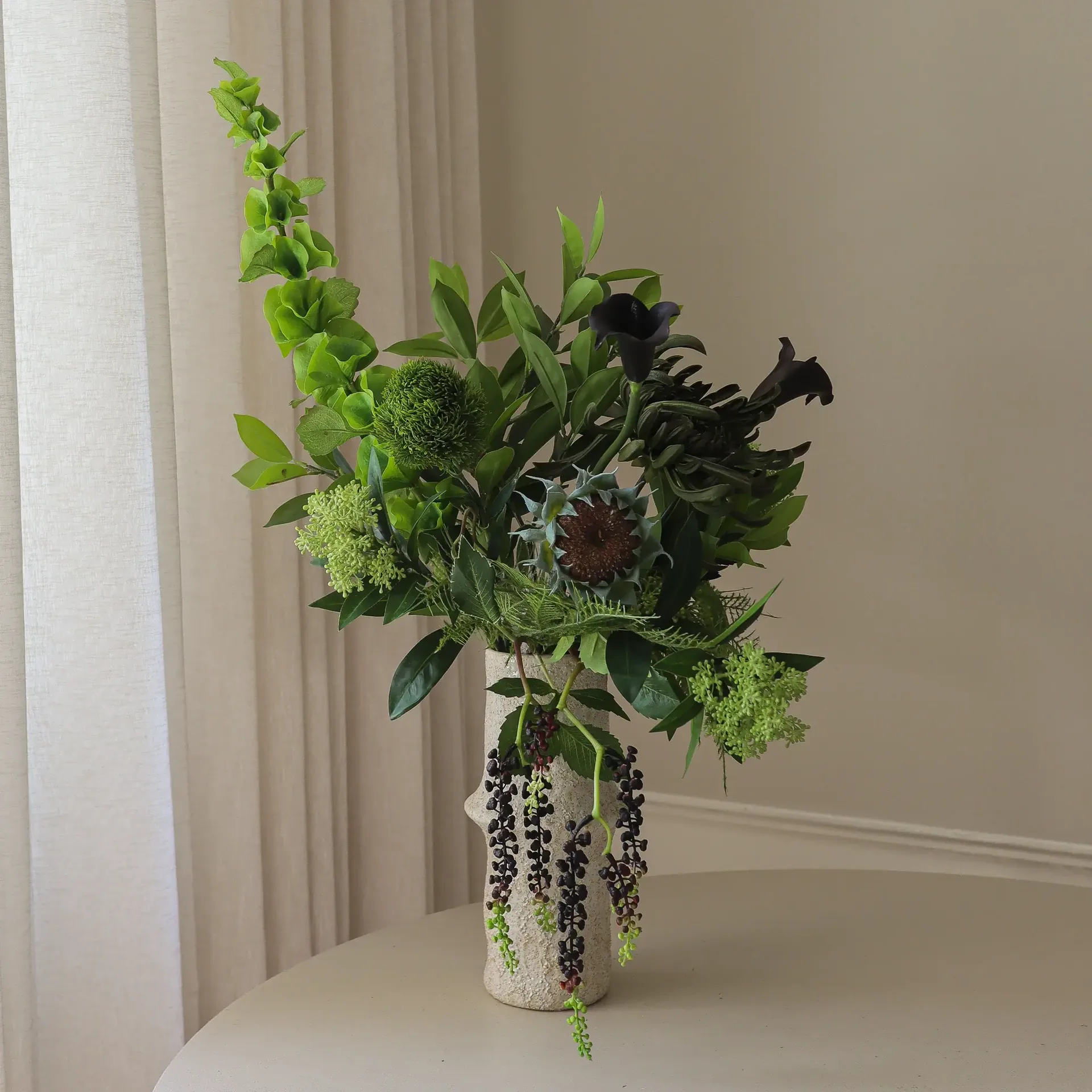 Verdant Noir ramo artificial, Kála-crisantemo-aranha-helianthus-de-outono, 92 cm, 13 un Botané