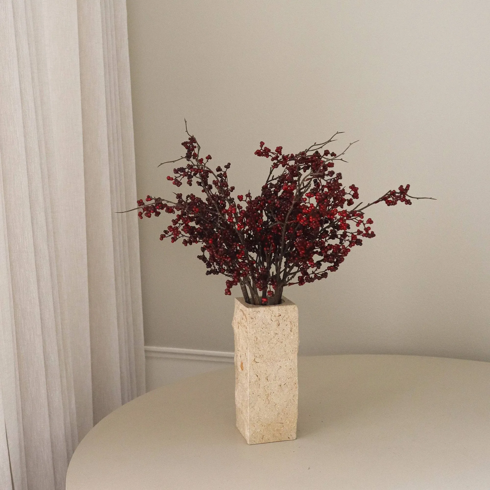 Wild Berry ramo artificial, Ramos de bagas vermelho-escuros, 66 cm Botané
